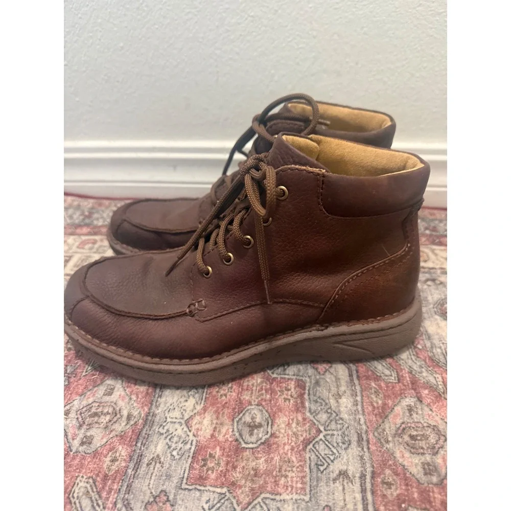 Justin JM460 Mens Brown Leather Moc Toe Chukka Boots Lace Up Ankle Shoes 8.5M